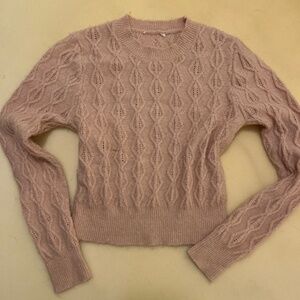 Women’s Pink Cropped Cable Knit Sweater
